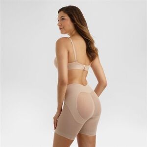 SlimShaper by Miracle Brands Women's Sheer Booty Lift Shortie - Warm Beige XXL